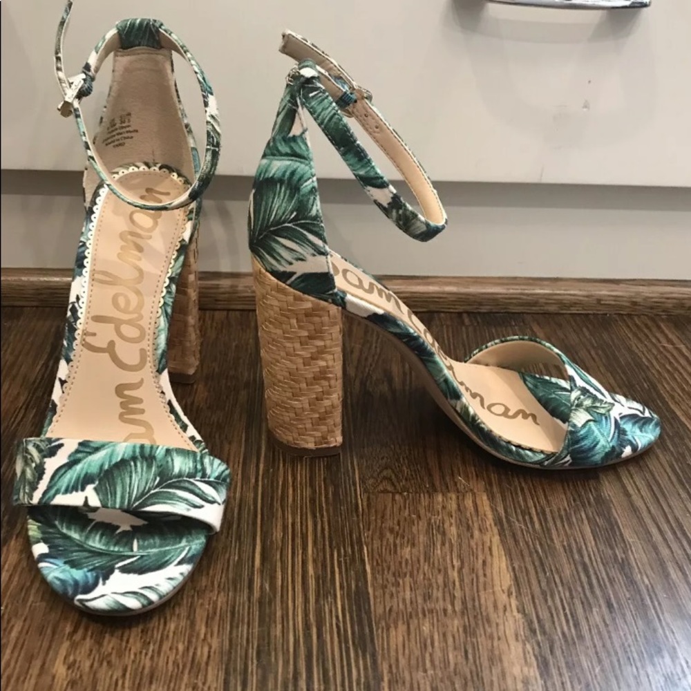Sam Edelman Palm Leaf with woven High Heel 6.5